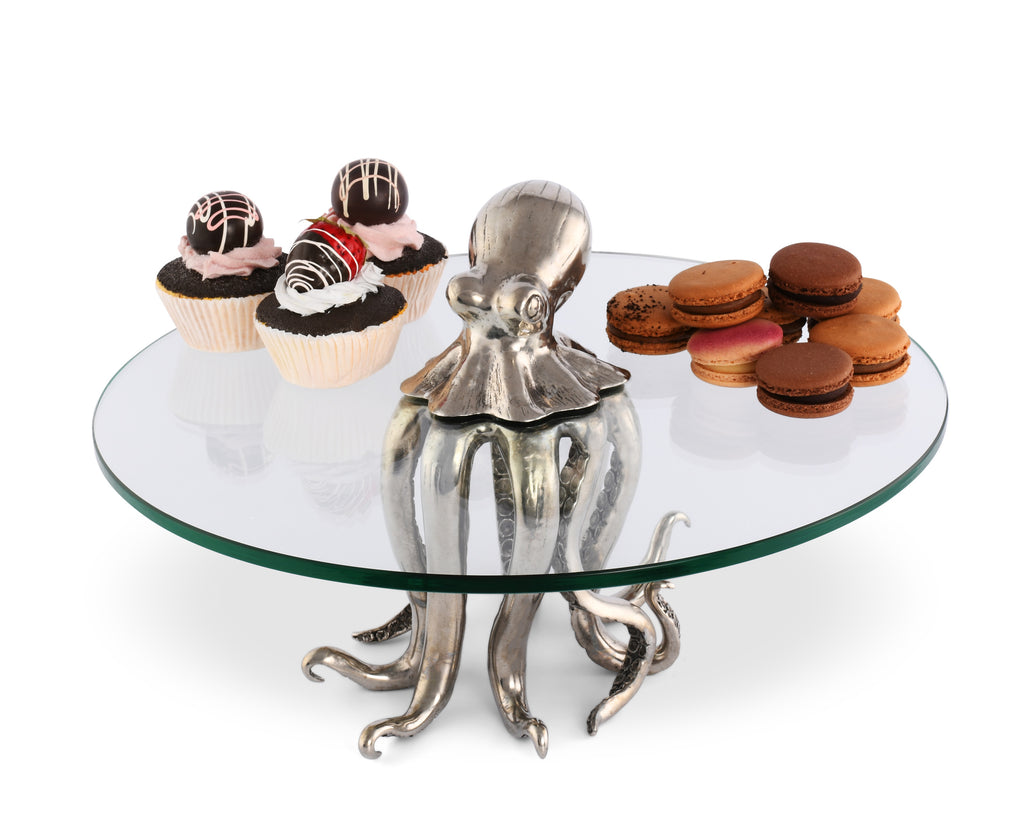 Vagabond House Sea and Shore Pewter Octopus Dessert Stand SM O428OS