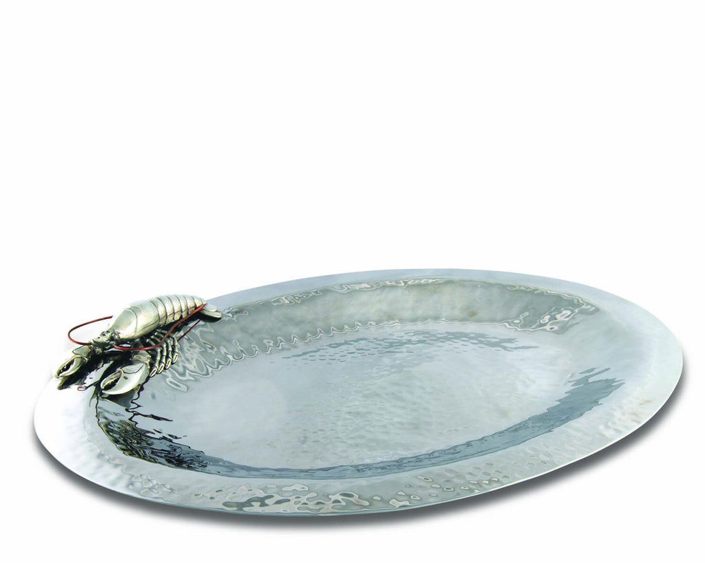 Vagabond House Sea and Shore Pewter Lobster Steel Tray O811LL