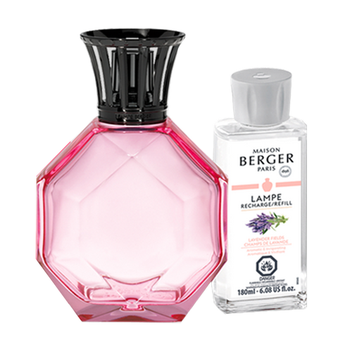 Lampe Berger Pink Octagon Lamp Gift Set with Lavender Fields