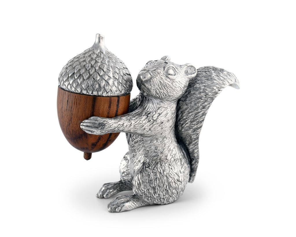 Vagabond House Woodland Creatures Squirrel with Wood Acorn Salt & Pepper Set S116W