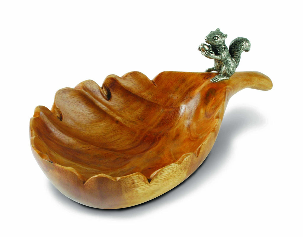 Vagabond House Woodland Creatures Leaf Nut Bowl with Standing Squirrel S217S