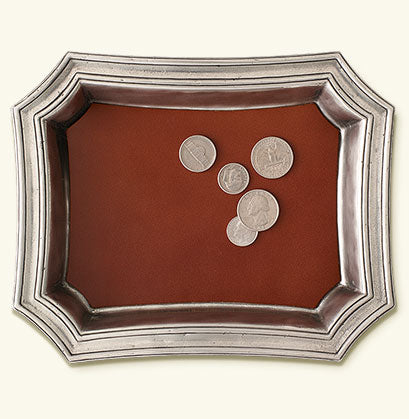 Match Pewter Pocket Change Tray With Leather Insert 1184