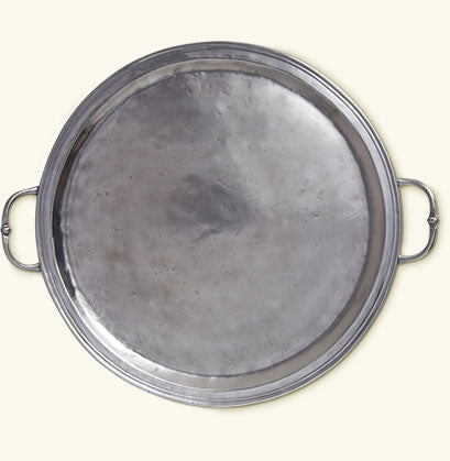 Match Pewter Round Tray With Handles Large A360.0