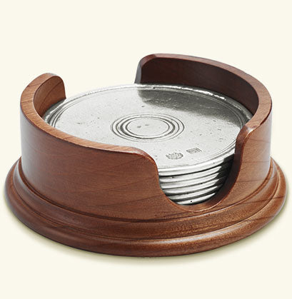 Match Pewter Round Coasters With Wood Base Set Of 6 959.6