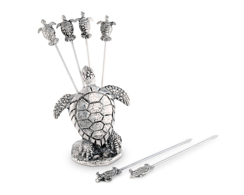 Vagabond House Sea and Shore Pewter Sea Turtle Cheese Pick Set V883T