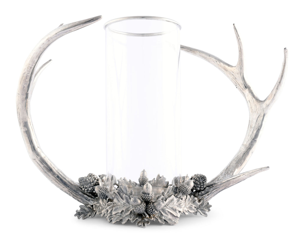 Vagabond House Lodge Style Pewter Antler Hurricane V908