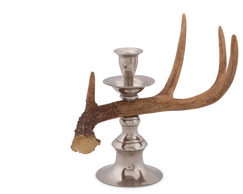 Vagabond House Lodge Style Antler Resin Whitetail Single Light Candlestick V909F