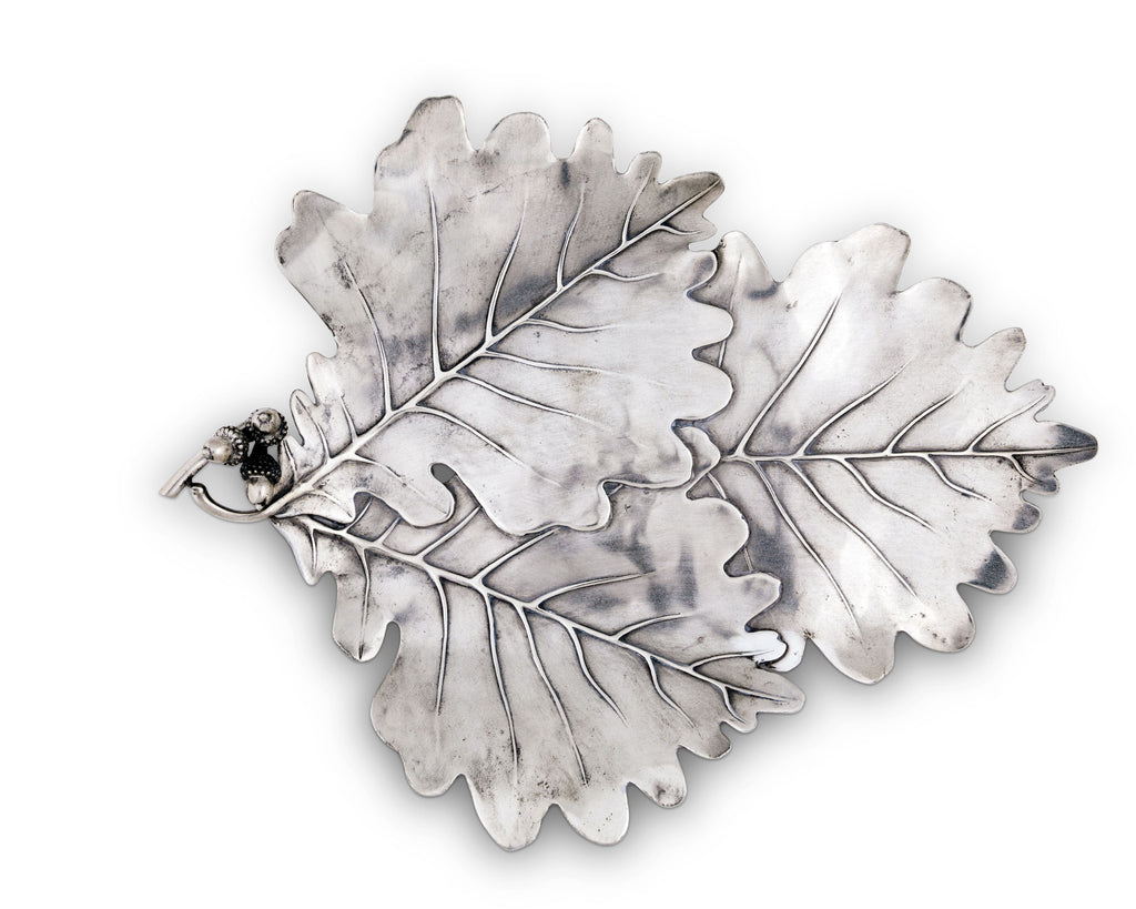 Vagabond House Majestic Forest Pewter White Oak Leaf Platter V917