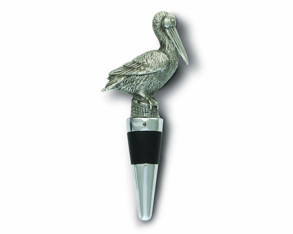 Vagabond House Sea and Shore Pewter Pelican Bottle Stopper V960I