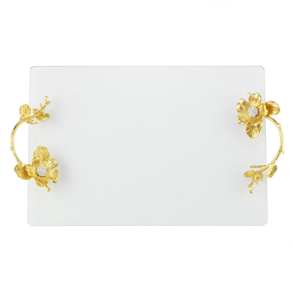 Olivia Riegel Gold Botanica Glass Tray VT9000