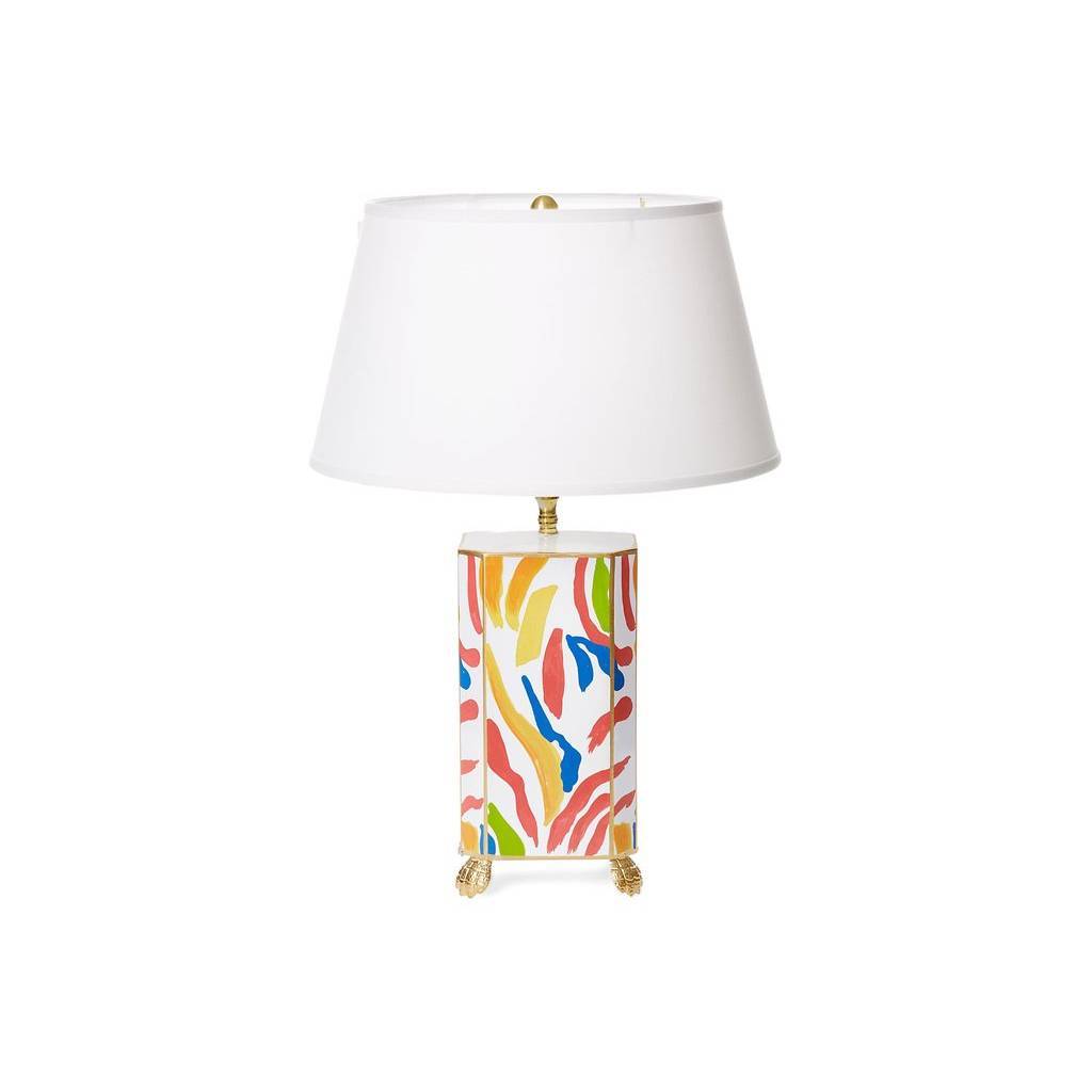 Dana Gibson Abstract Lamp with White Shade