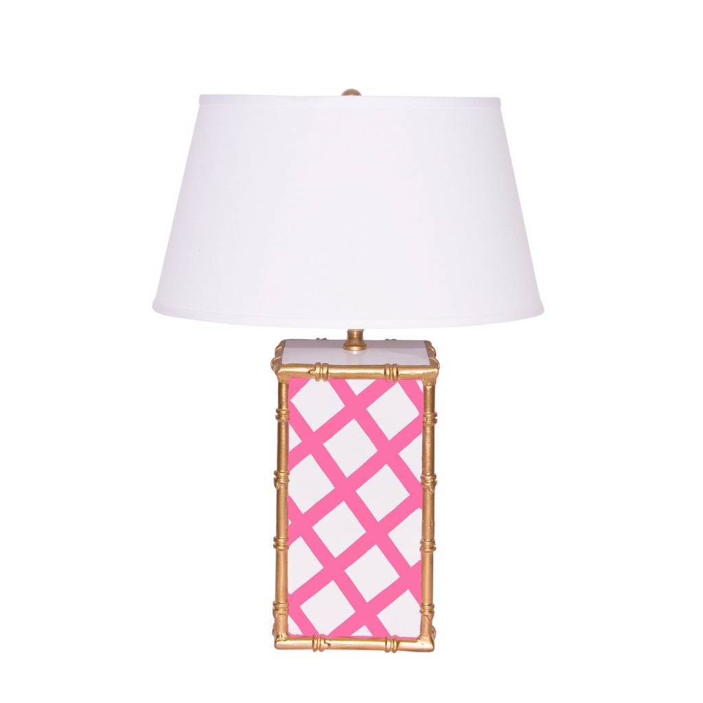 Dana Gibson Bamboo Lamp in Pink Lattice