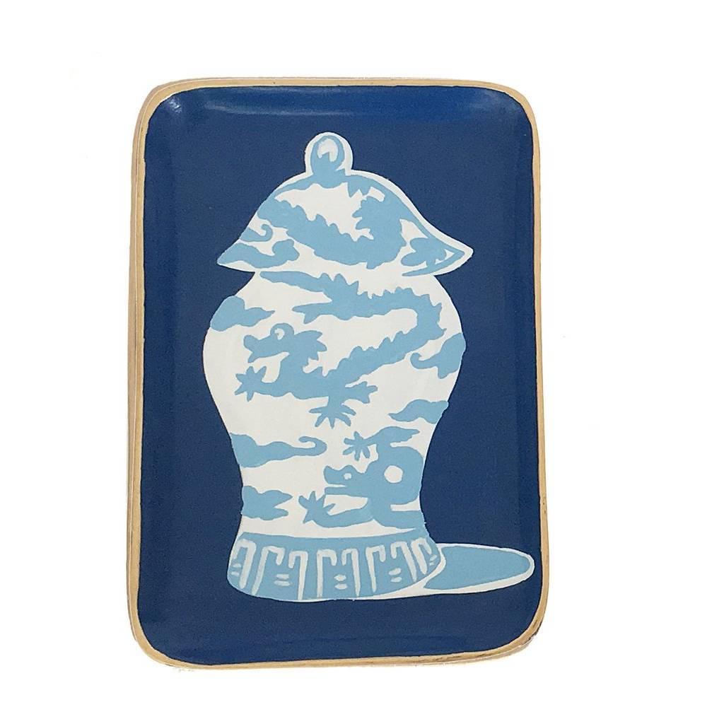 Dana Gibson Blue Dragon Jar Tray