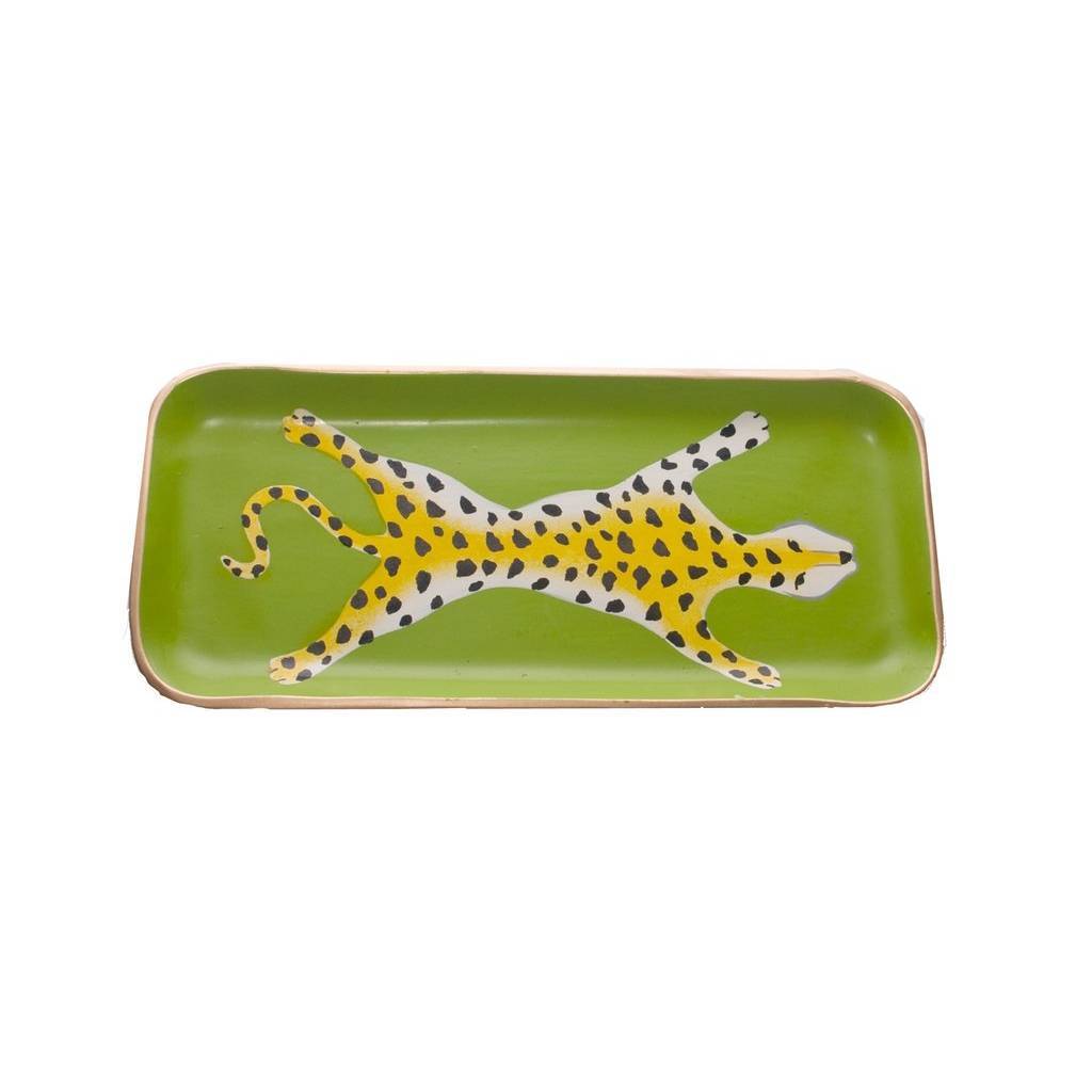 Dana Gibson Green Leopard Tray Small