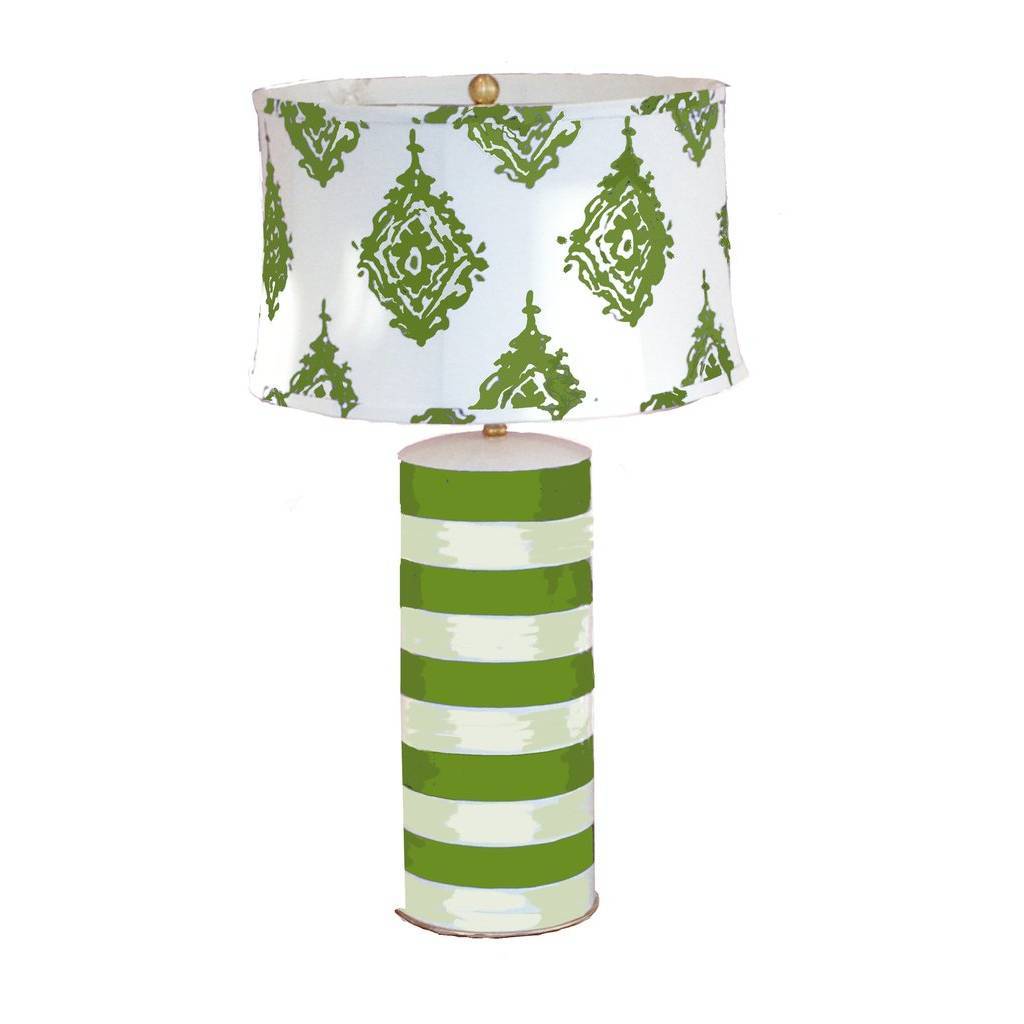 Dana Gibson Green Striped Stacked Lamp