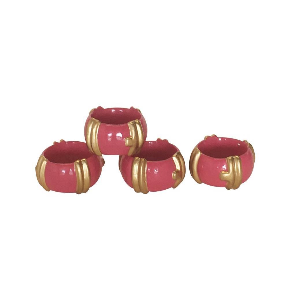 Dana Gibson Set of Four Bamboo Napkin Rings in Pink