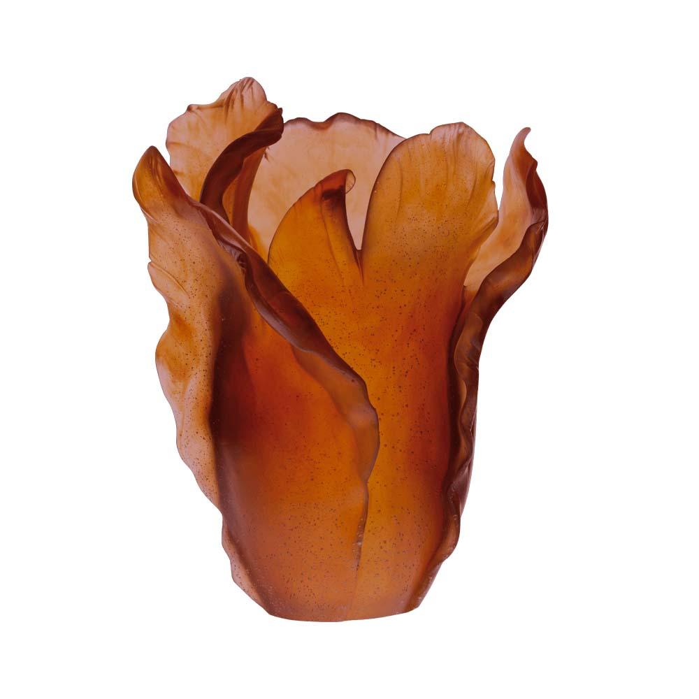 Daum Crystal Dark Amber Vase 03574-9