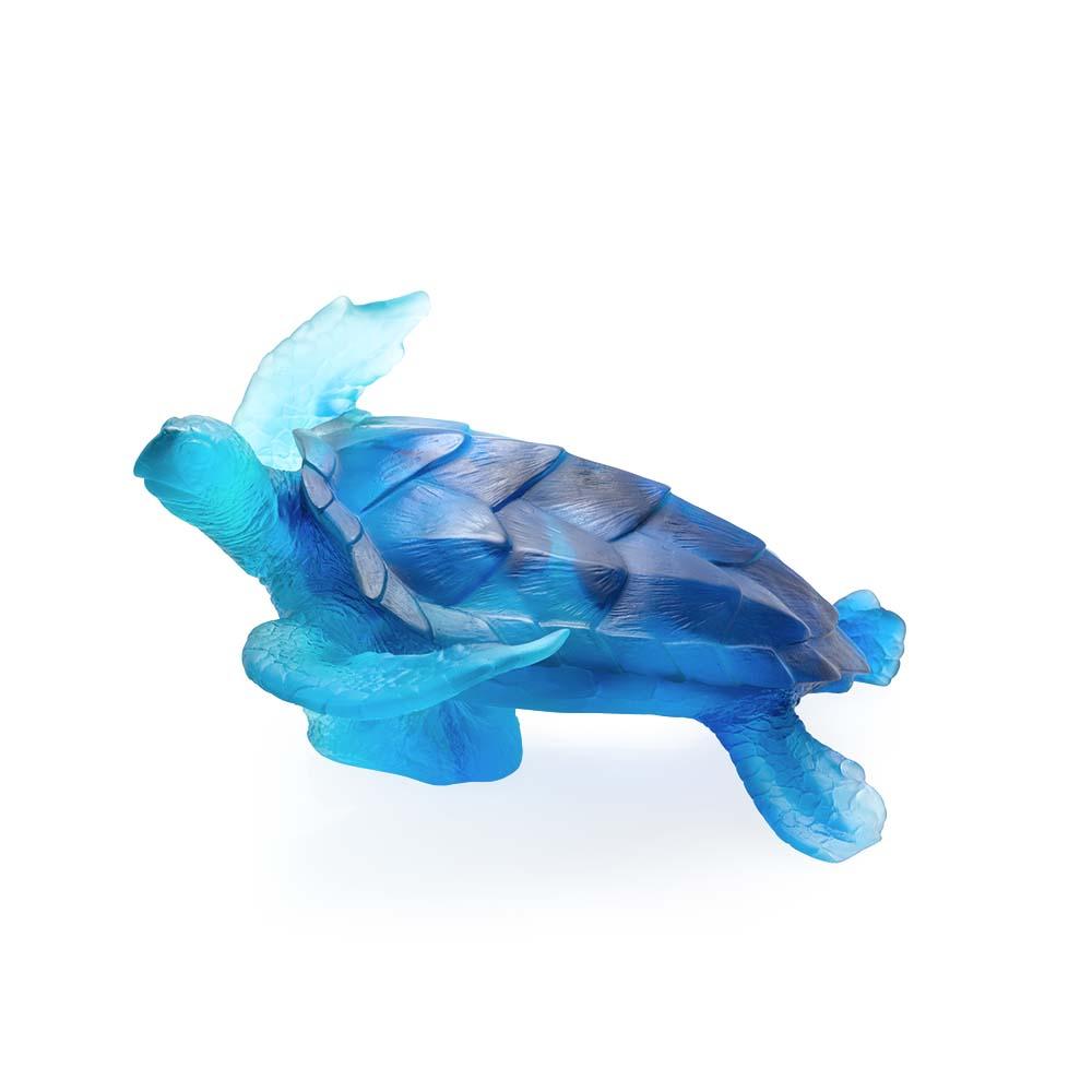 Daum Crystal Large Blue Sea Turtle 05699-1