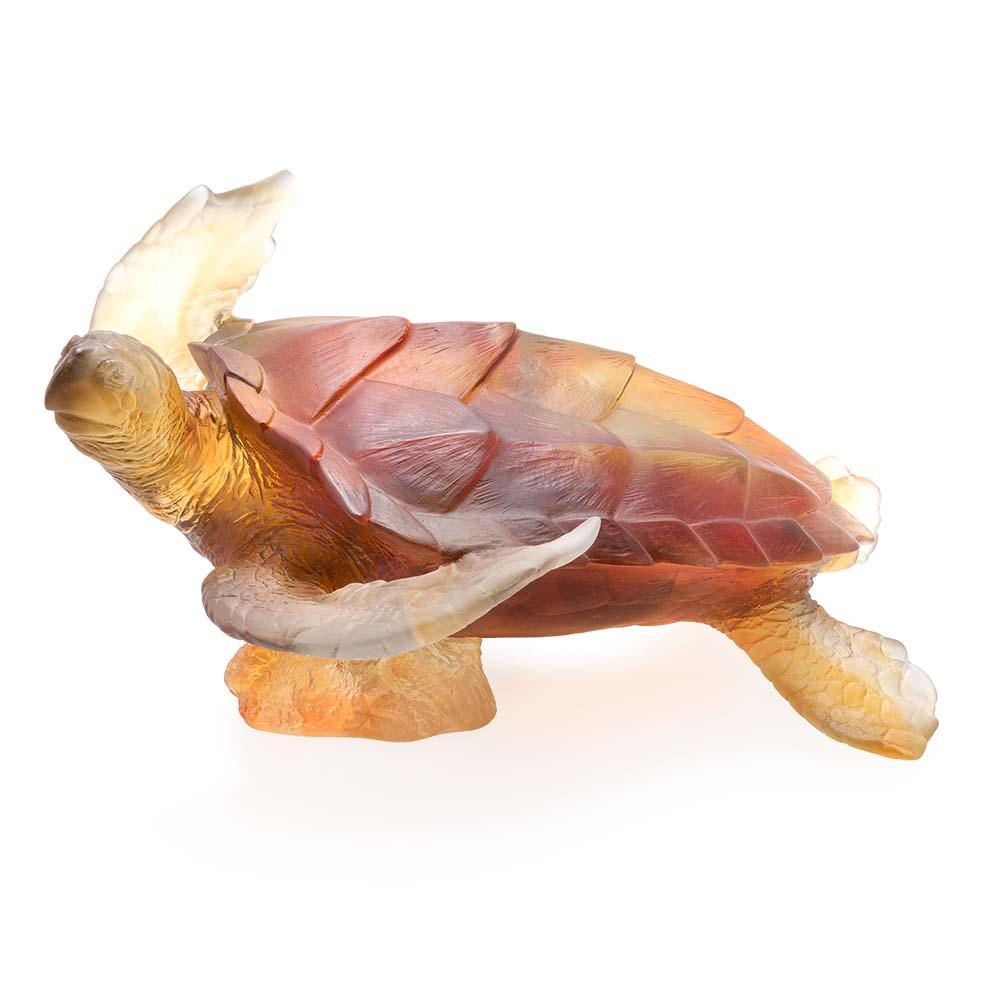 Daum Crystal Large Amber Grey Sea Turtle 05699