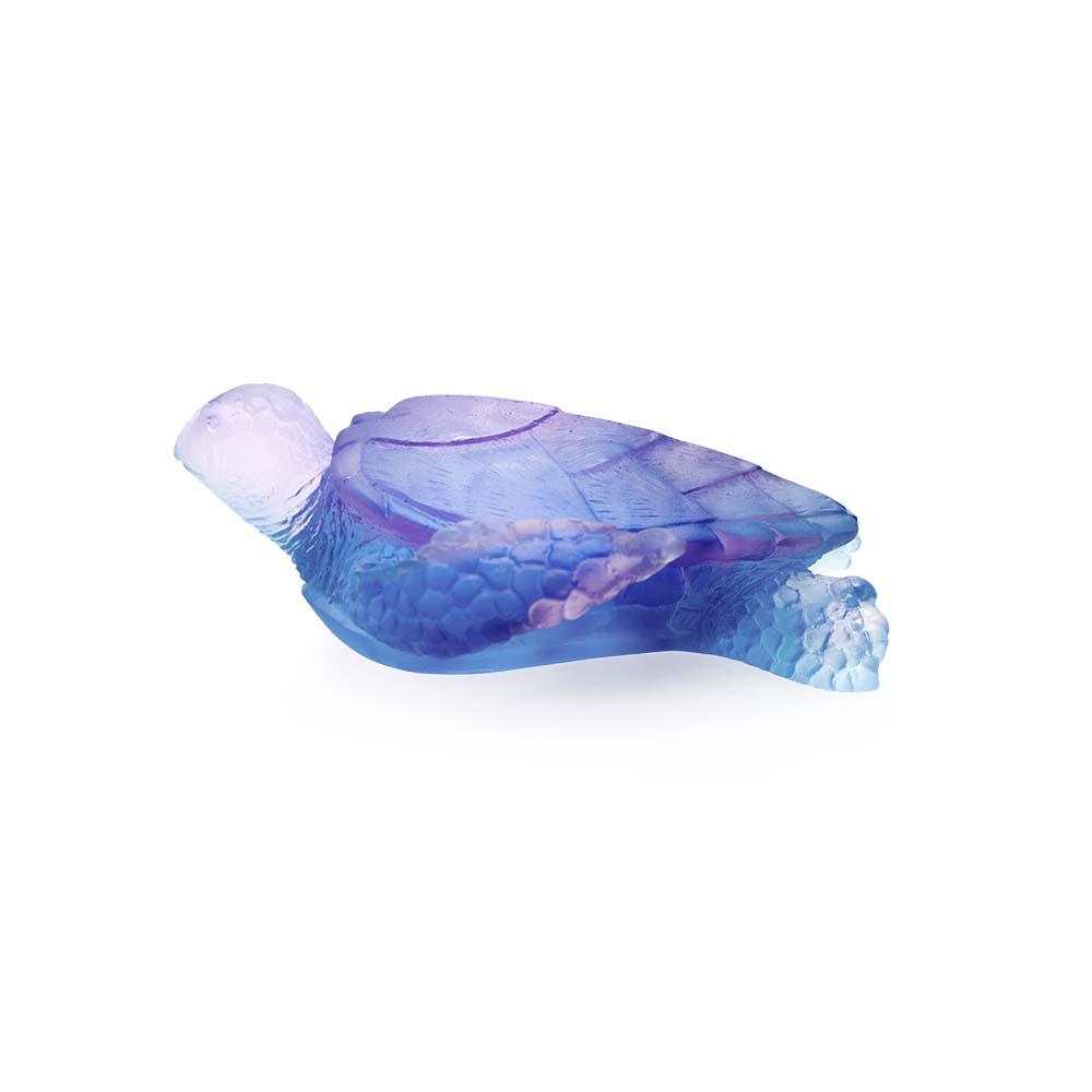 Daum Crystal Medium Blue Pink Sea Turtle 05721