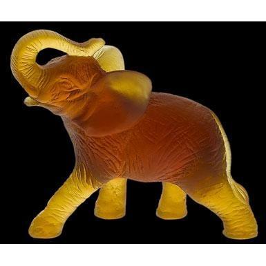 Daum Crystal Amber Elephant 03917