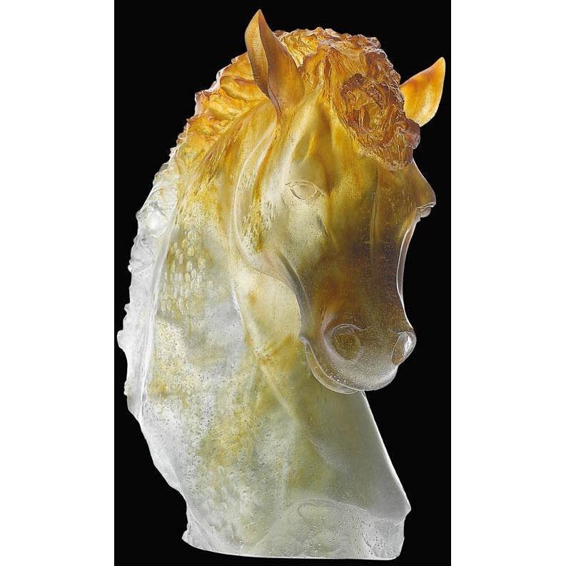Daum Crystal Andalousian Horse Head Grey Amber 08023-1