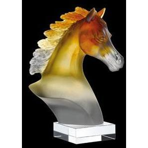Daum Crystal Arabian Horse Head Amber Grey 05163