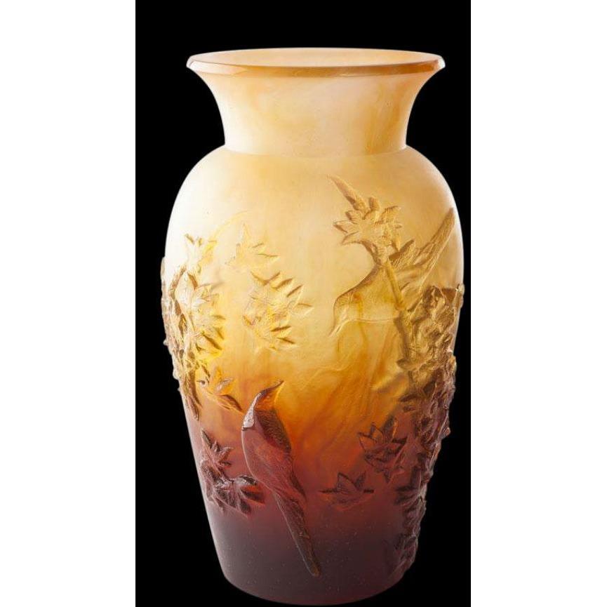 Daum Crystal Autumn Vase Amber  05294-3