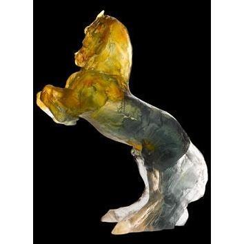 Daum Crystal Balthazar Amber Grey Horse 05152
