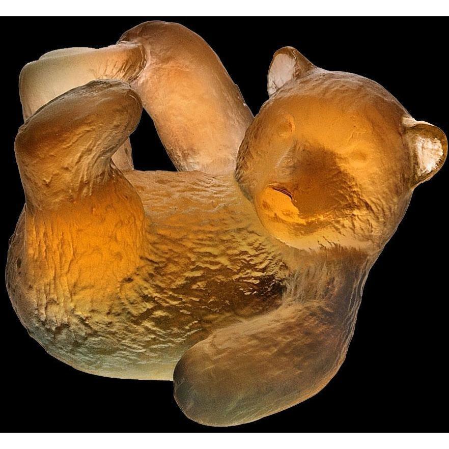 Daum Crystal Bear Cub Mini Amber Grey 05261-1