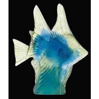 Daum Crystal Blue Yellow Fish Couple 02656-1