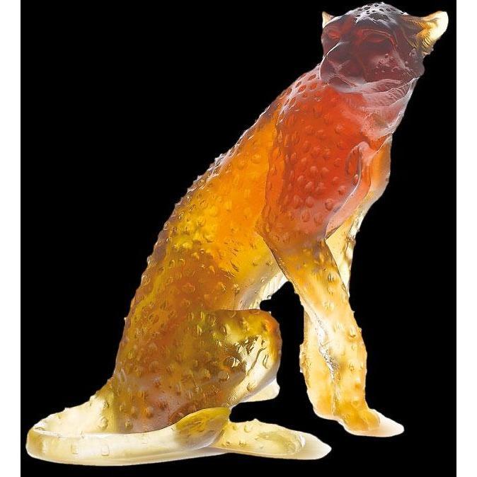 Daum Crystal Cheetah Amber 02677