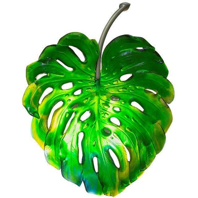 Daum Crystal Emilio Robba Small Green Monstera Wall Lamp 05321