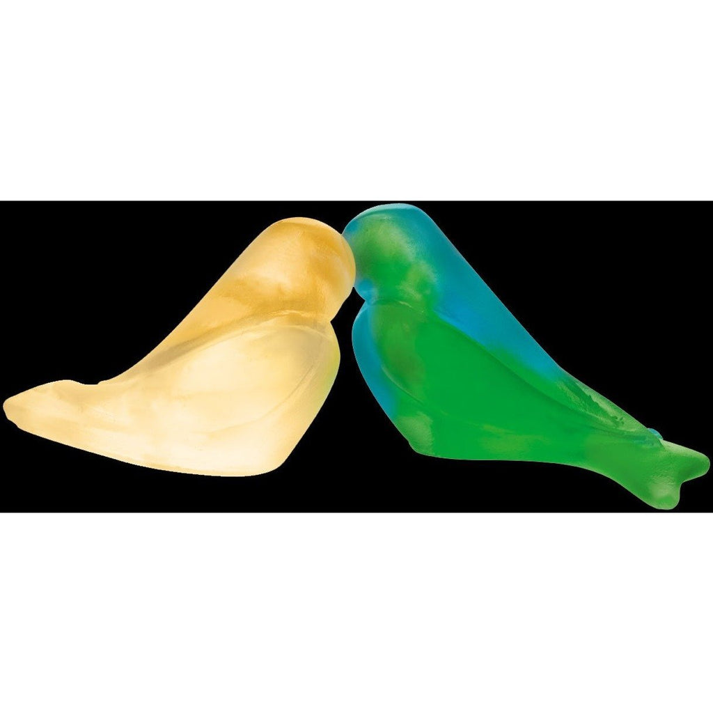 Daum Crystal Love Birds Small Green & Yellow 05384-20