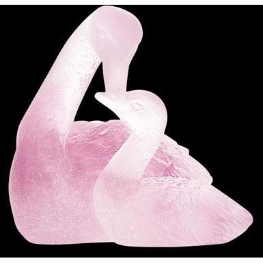 Daum Crystal Pink Swan Couple 02259-1