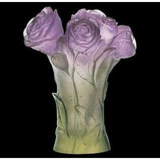 Daum Crystal Pivoine Vase Green Purple 05215-2