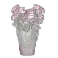 Daum Crystal Rose Passion Green & Pink Mini Vase 05264-1
