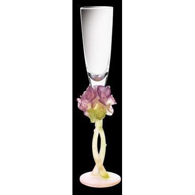 CRYSTAL AND PATE DE VERRE NATURE CHAMPAGNE FLUTE BY DAUM FRANCE