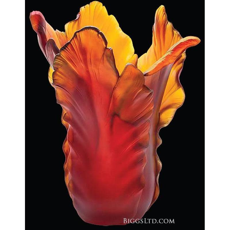 Daum Crystal Tulip Magnum Vase Dark Amber 03375-5