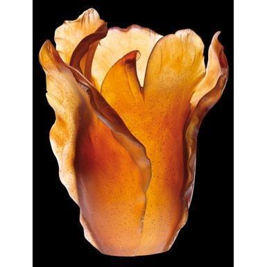 Daum Crystal Tulipe Amber Vase 03574