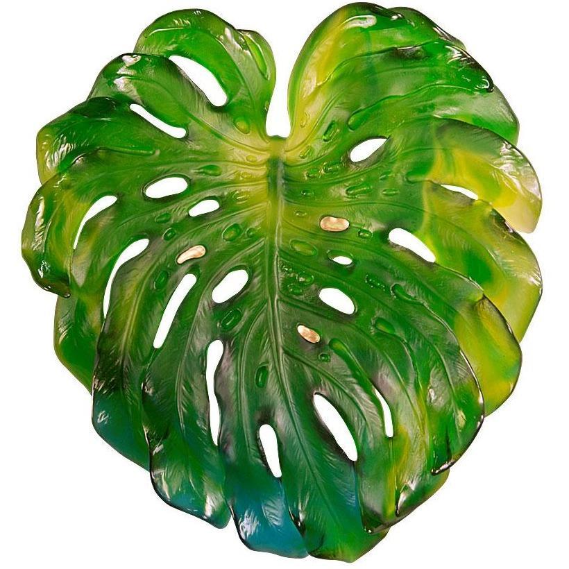 Daum Crystal Wall Leaf Large Green 5298