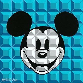 Disney Fine Art 8 Bit Block Mickey Aqua