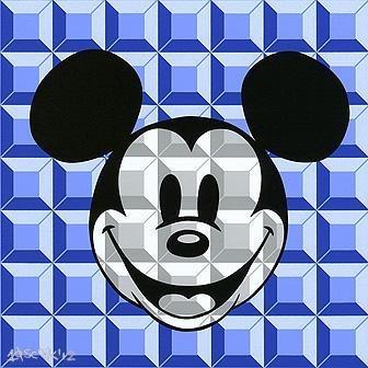 Disney Fine Art 8 Bit Block Mickey Blue