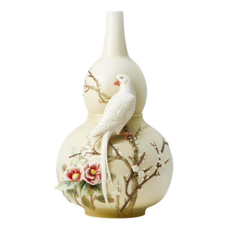 Franz Collection Amazon Rainforest Parrot Plum Blossom Vase FZ03675