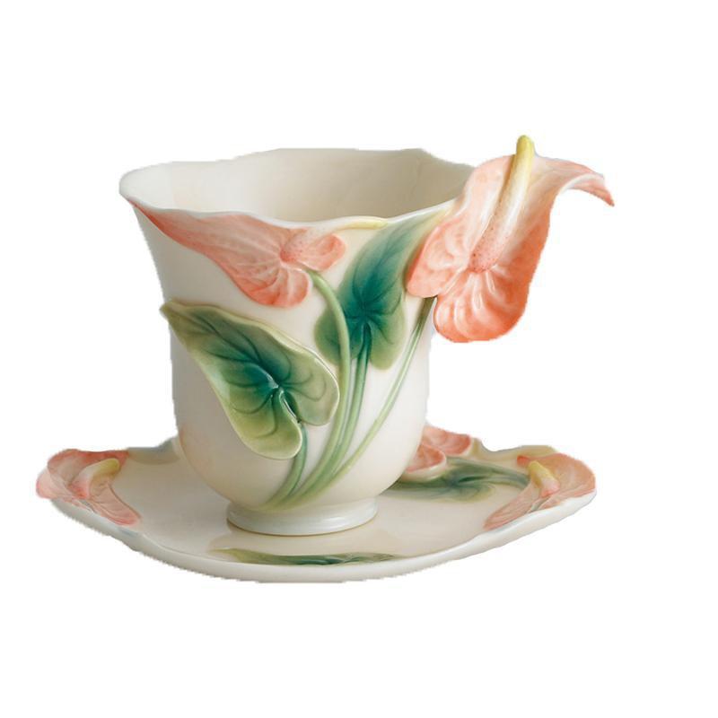 Franz Collection Anthurium Teacup & Saucer FZ00822