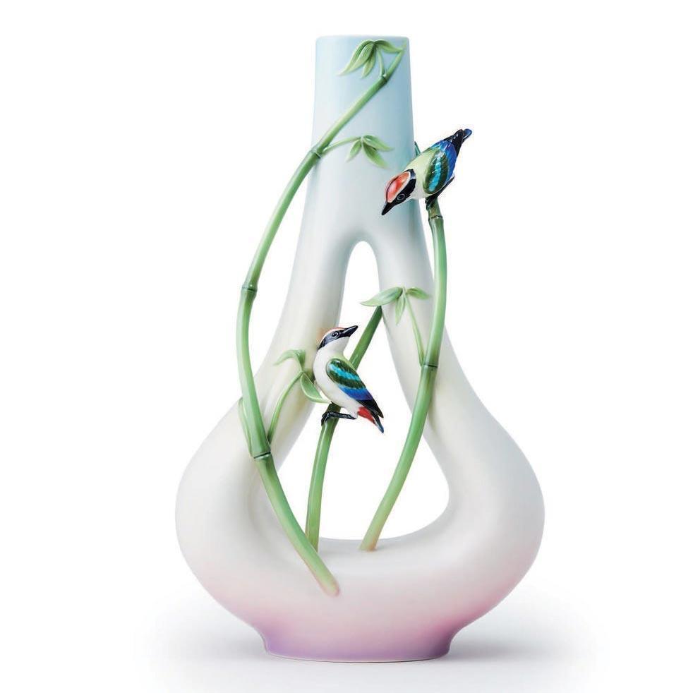 Franz Collection Bamboo Song Bird Mountain-Shaped Vase FZ03698