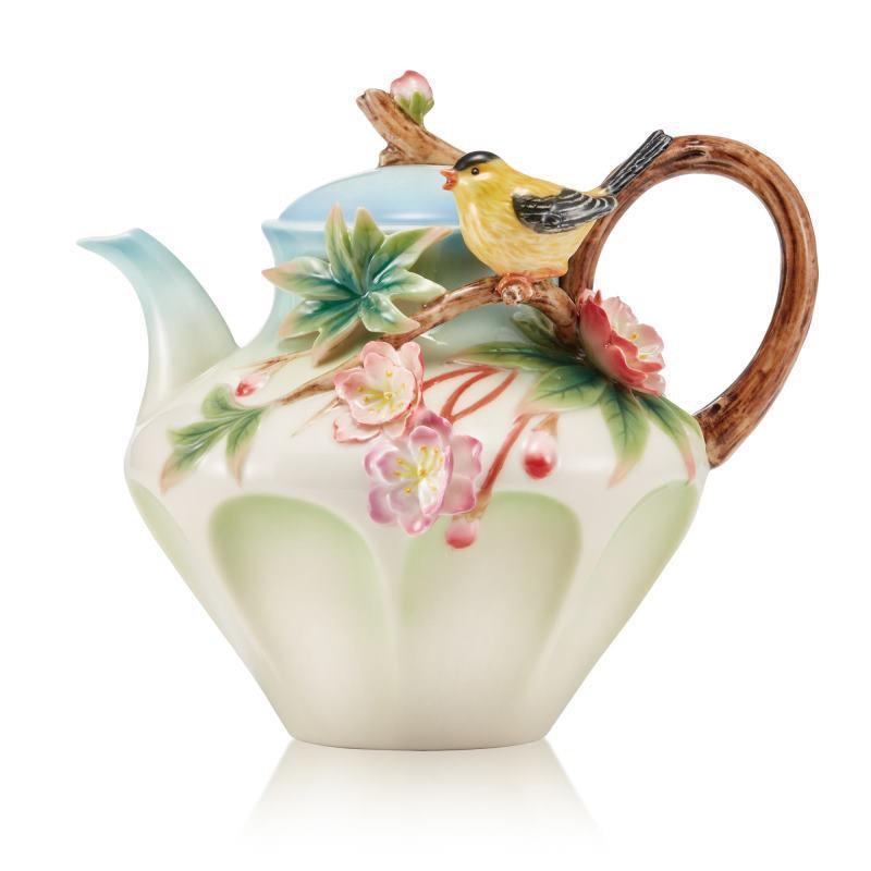 Franz Collection Begonia Yellow Oriole Teapot FZ03641