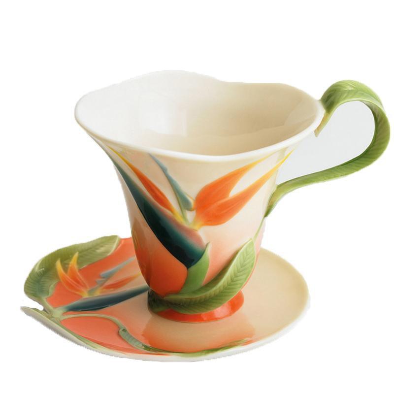 Franz Collection Bird Of Paradise Teaup & Saucer FZ00031