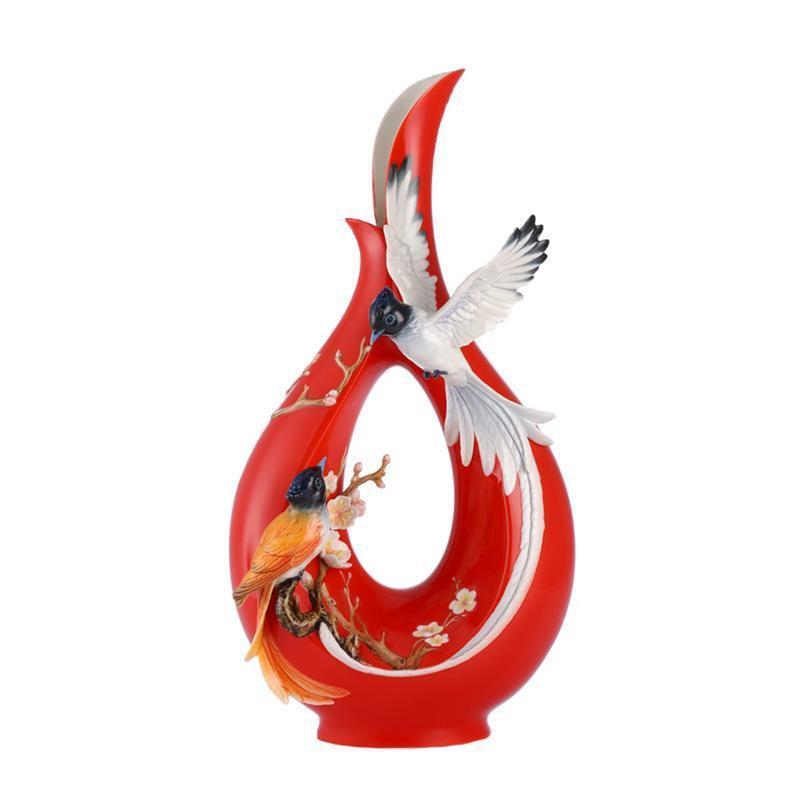 Franz Collection Black Paradise Flycatcher Plum Vase FZ03062