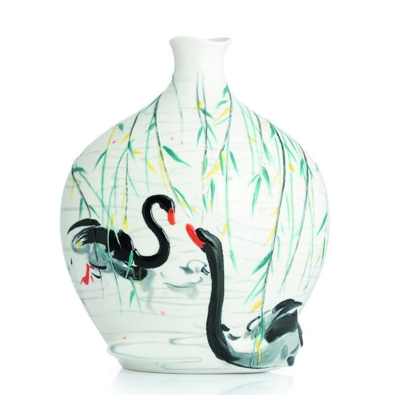 Franz Collection Black Swans Vase FZ02829